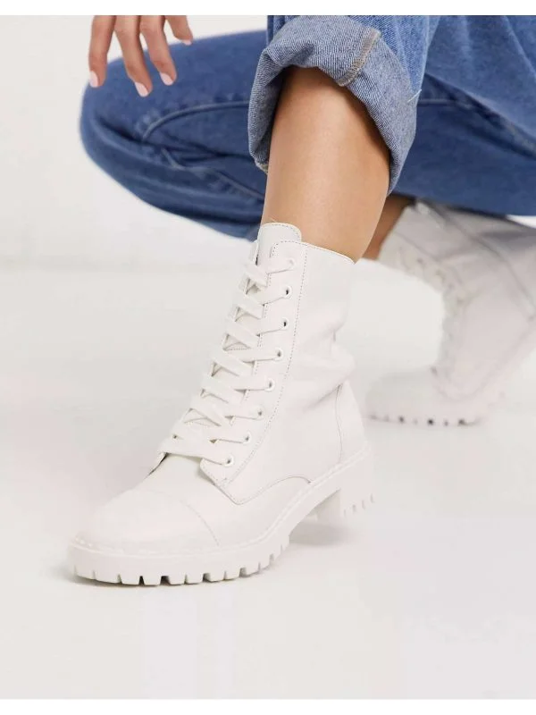 Ghete Bershka EU 36 | Alb, Piele naturală - Image 4