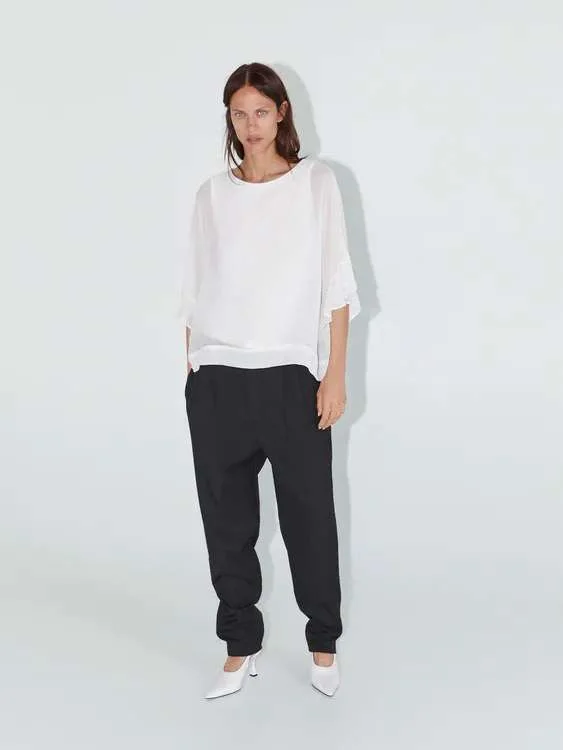 Bluză Zara L | Alb, Normal, Poliester - Image 2
