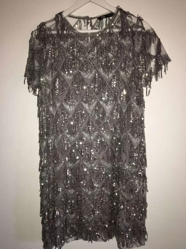 Rochie de seară Zara EU 38 | Gri, Mini, Nailon - Image 2