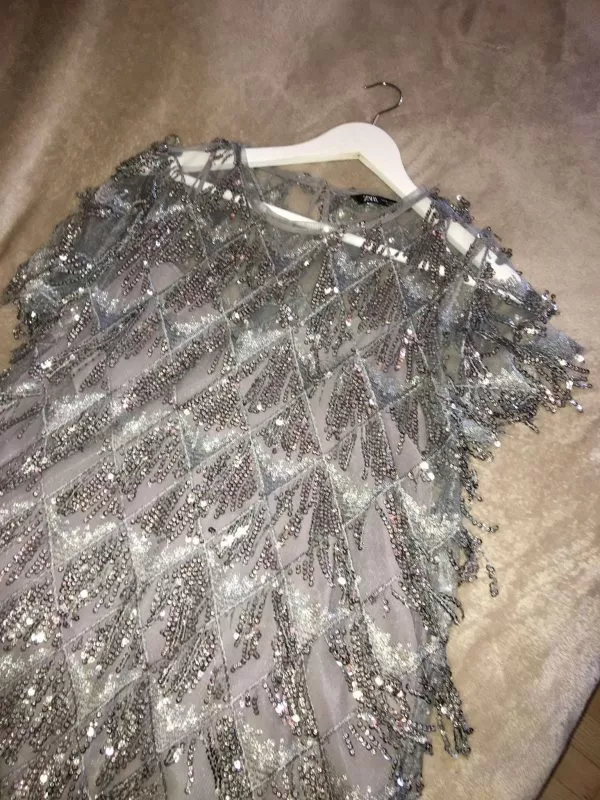 Rochie de seară Zara EU 38 | Gri, Mini, Nailon - Image 8