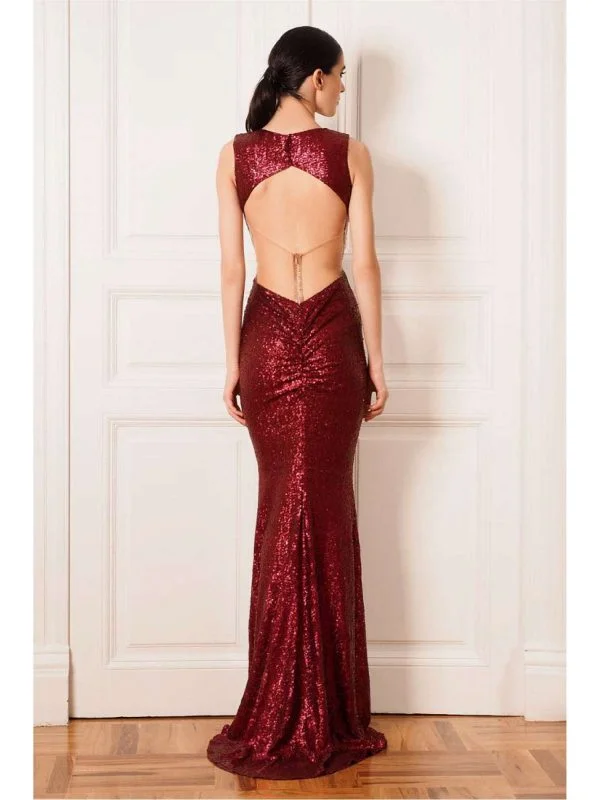 Rochie de seară CRISTALLINI XS | Burgundy, Maxi - Image 2