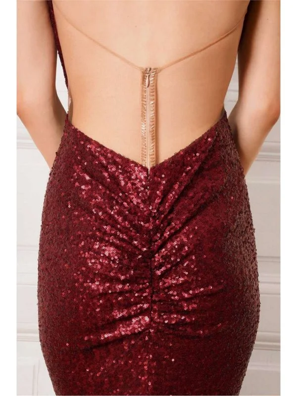Rochie de seară CRISTALLINI XS | Burgundy, Maxi - Image 3