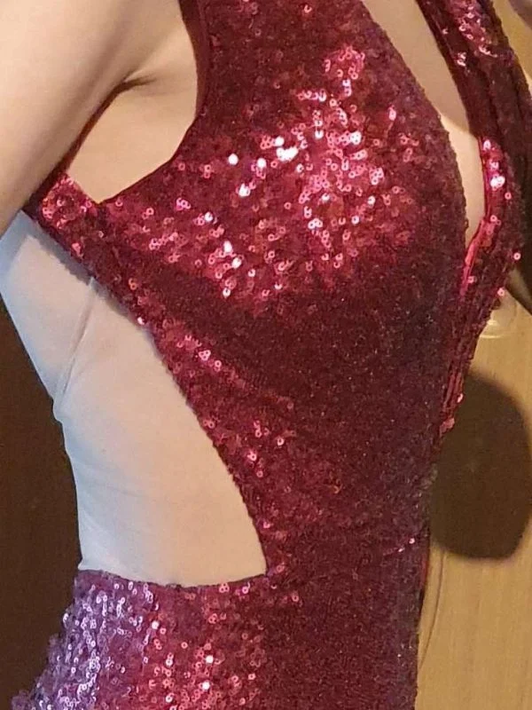 Rochie de seară CRISTALLINI XS | Burgundy, Maxi - Image 6