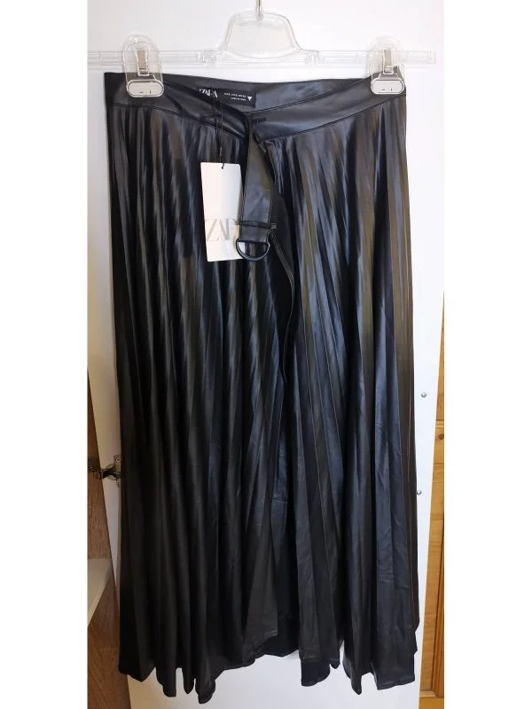 Fustă Zara S | Negru, Midi, Piele ecologică - Image 6