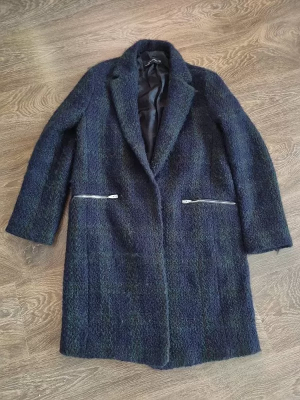 Palton din lână Zara M | Albastru, Fără glugă, Lână - Image 4