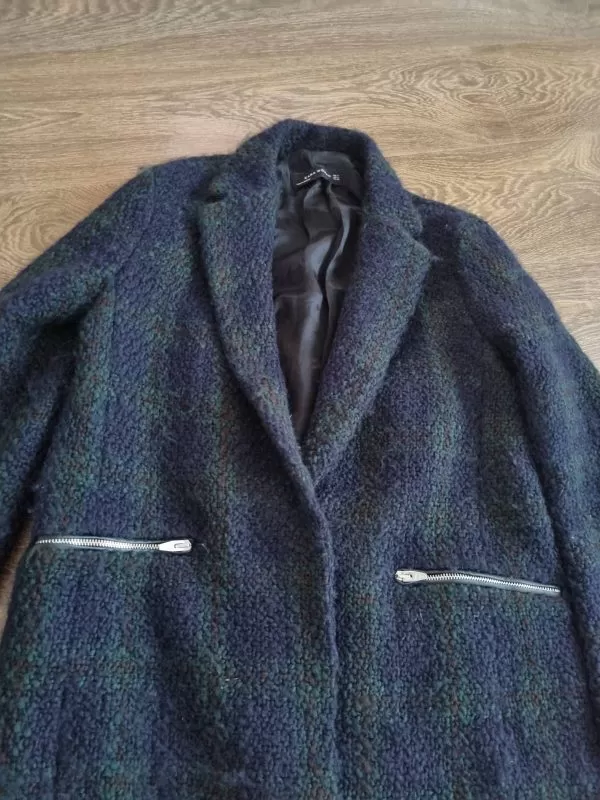 Palton din lână Zara M | Albastru, Fără glugă, Lână - Image 2