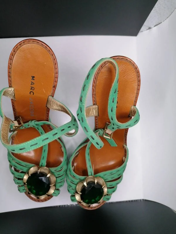 Sandale cu toc Marc Jacobs EU 38 | Verde, Piele naturală - Image 4