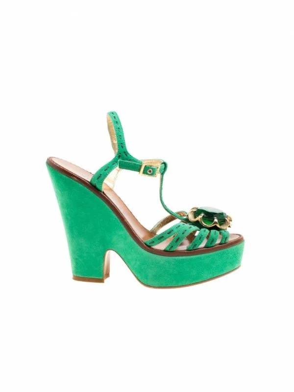Sandale cu toc Marc Jacobs EU 38 | Verde, Piele naturală