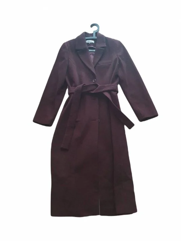 Palton lung STEPHANIE ANAIS M | Burgundy, Fără glugă, Lână