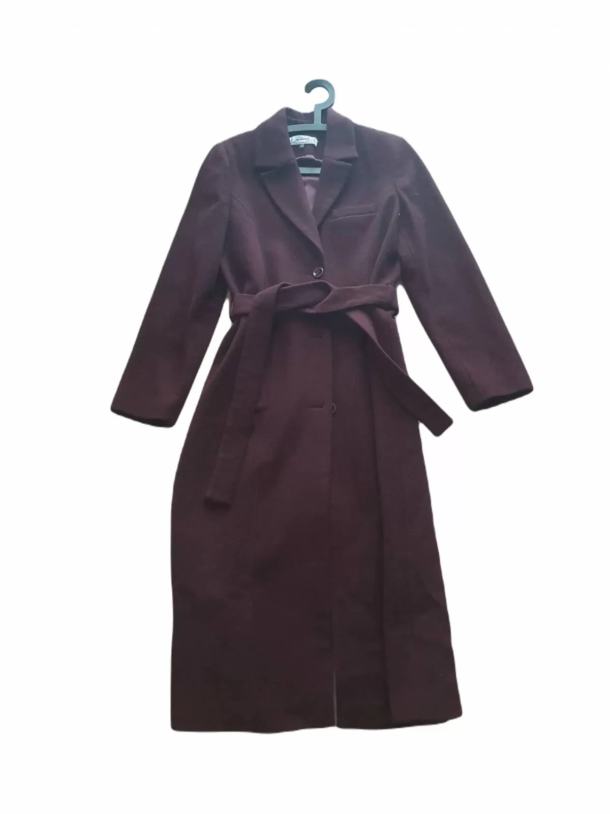Palton lung STEPHANIE ANAIS M | Burgundy, Fără glugă, Lână