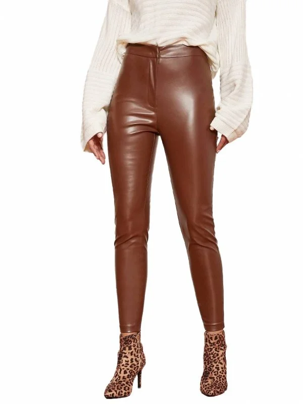 Pantaloni Shein EU 36 | Maro, Lungi, Piele ecologică