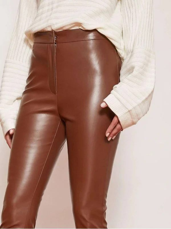 Pantaloni Shein EU 36 | Maro, Lungi, Piele ecologică - Image 5