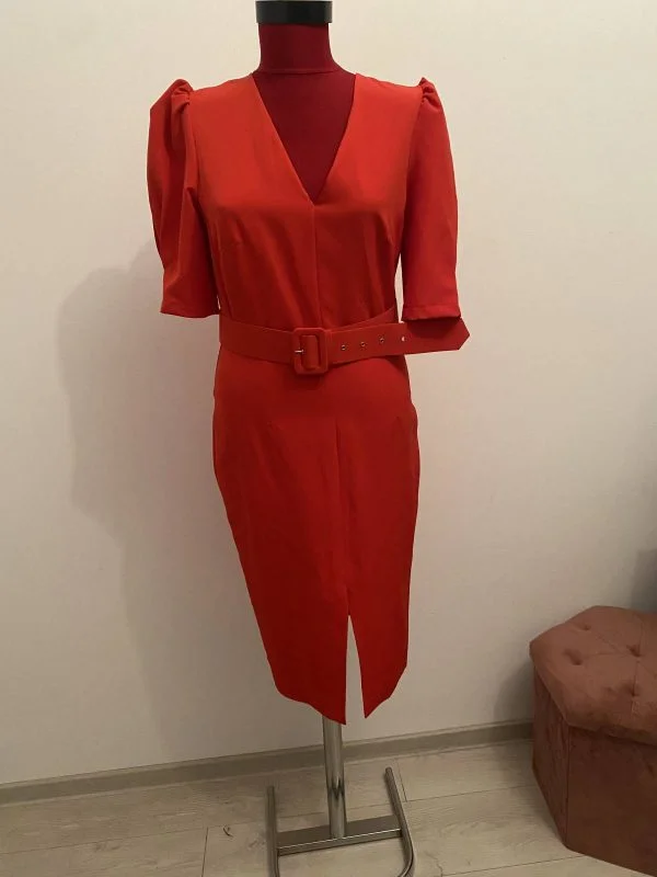 Rochie de seară STARSHINERS L | Roșu, Midi - Image 4