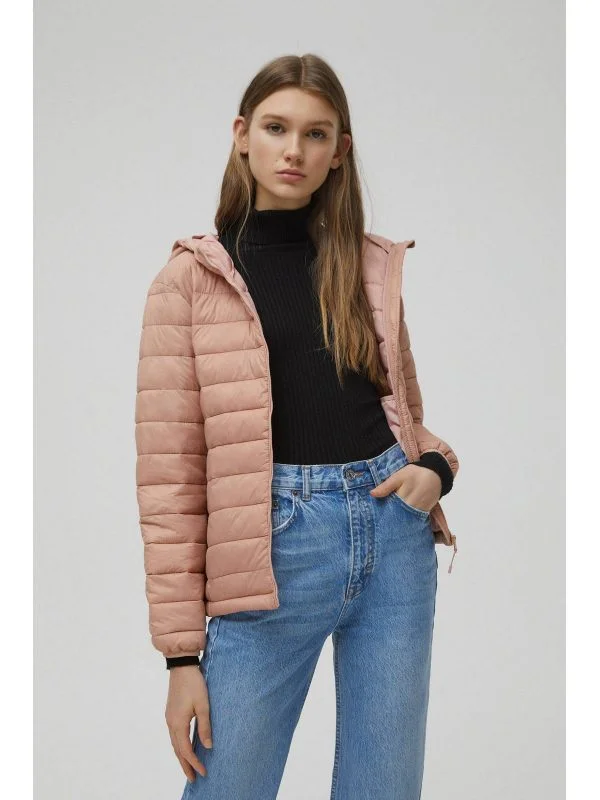 Geacă matlasată Pull&Bear M | Roz, Fără glugă, Pânză - Image 2