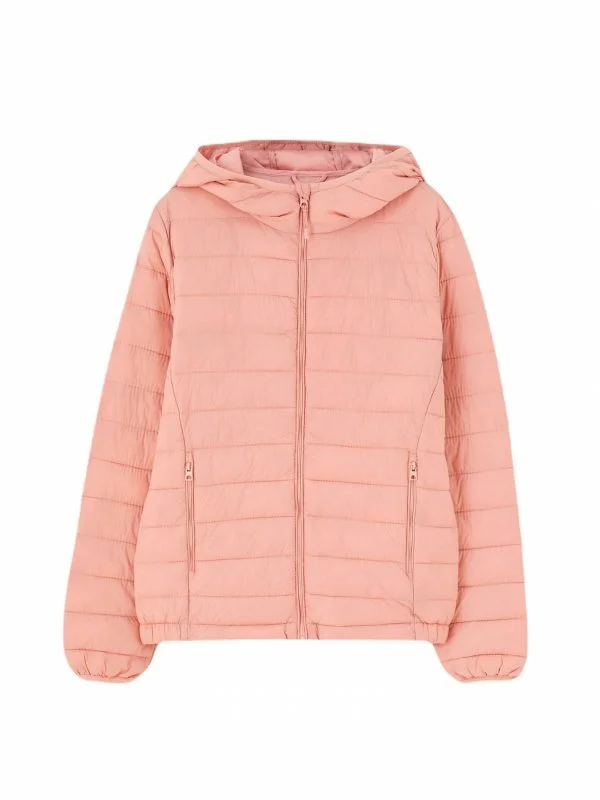 Geacă matlasată Pull&Bear M | Roz, Fără glugă, Pânză