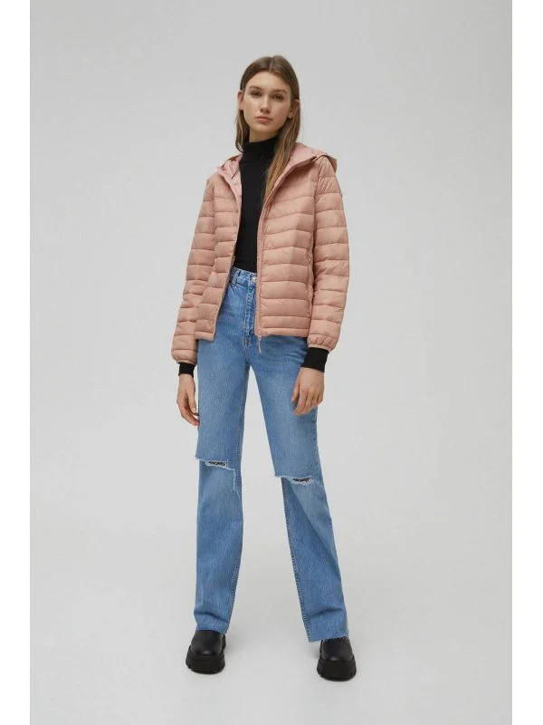 Geacă matlasată Pull&Bear M | Roz, Fără glugă, Pânză - Image 5