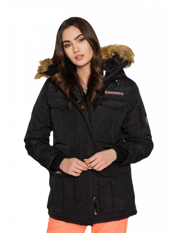 Geacă de iarnă Geographical Norway M | Negru, Cu glugă, Poliester