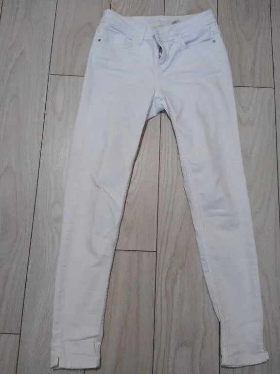 Blugi Zara EU 36 | Alb, Lungi, Bumbac - Image 2
