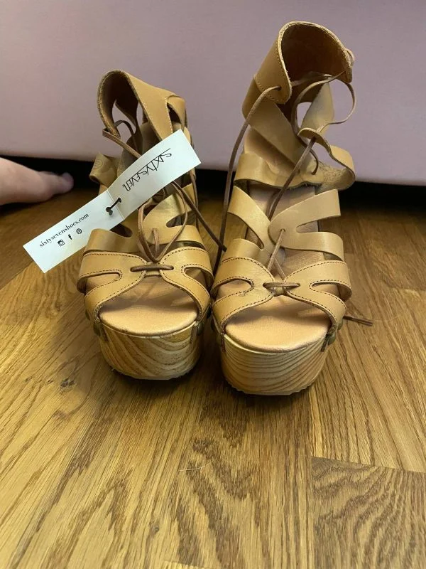Sandale cu toc SIXTYSEVEN EU 38 | Crem, Piele naturală - Image 2
