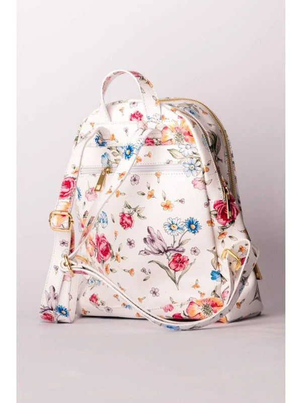 Rucsac | Alb, Floral & Tropical, Piele naturală - Image 3
