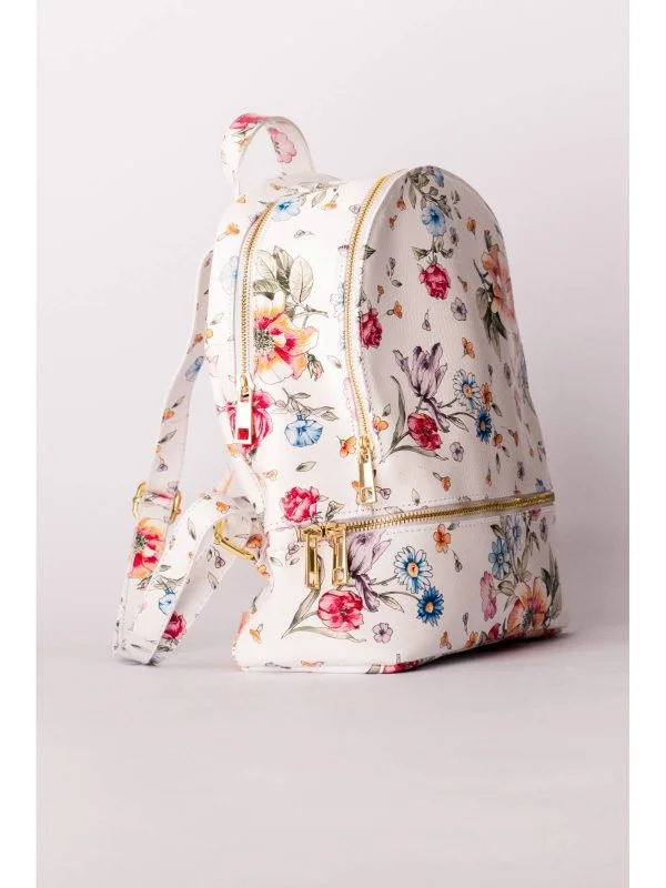 Rucsac | Alb, Floral & Tropical, Piele naturală - Image 2
