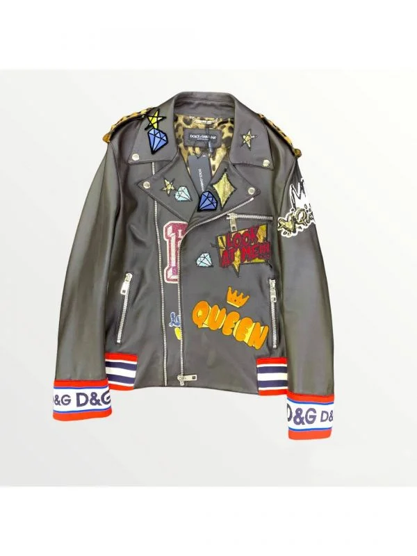 Geacă biker Dolce & Gabbana S-M | Maro, Fără glugă, Piele naturală - Image 5