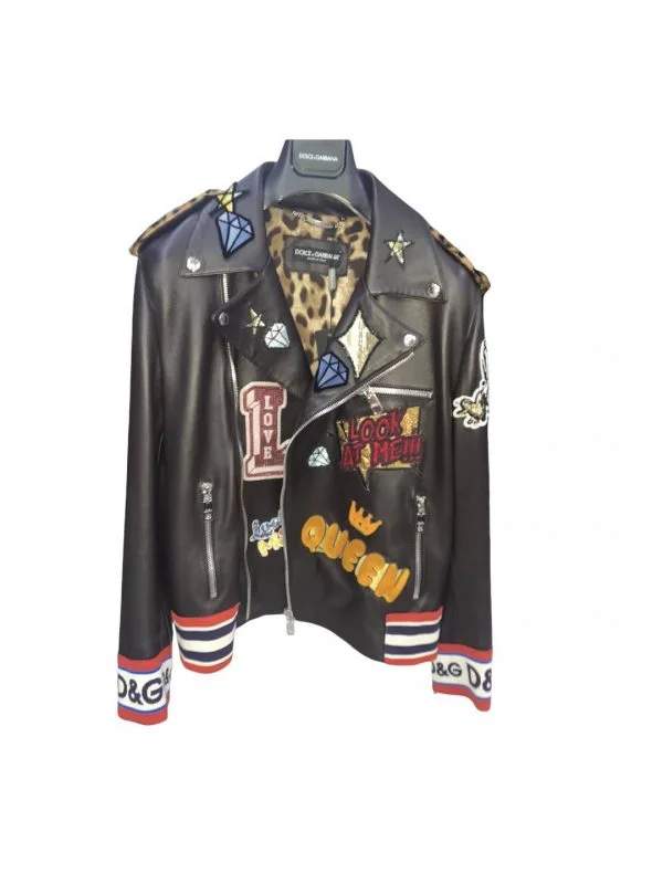 Geacă biker Dolce & Gabbana S-M | Maro, Fără glugă, Piele naturală - Image 2