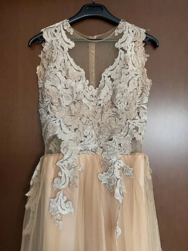 Rochie de seară IRINA ROSS ATELIER XS | Crem, Maxi, Pânză - Image 4