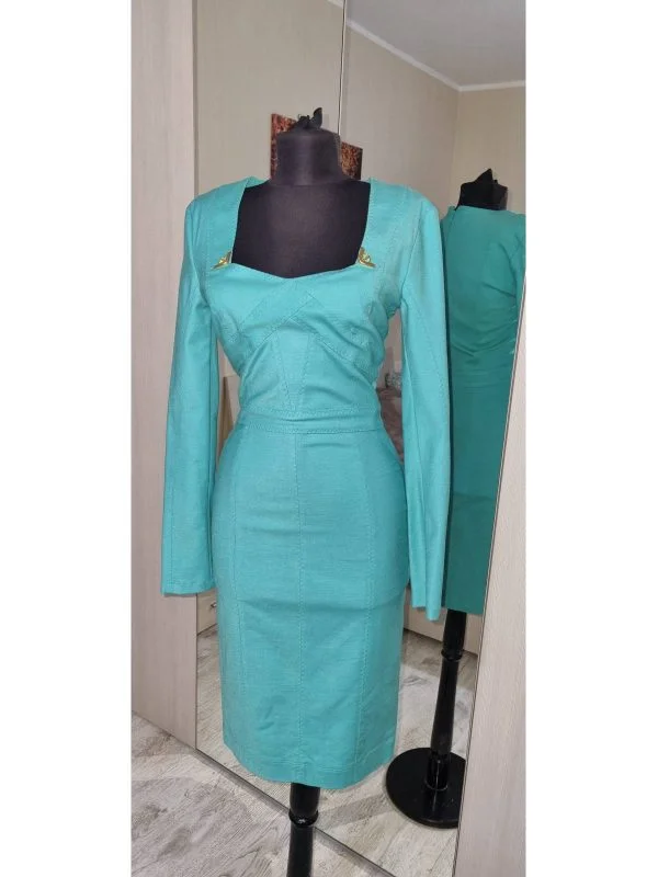 Rochie office Class Roberto Cavalli M | Turcoaz, Midi - Image 6