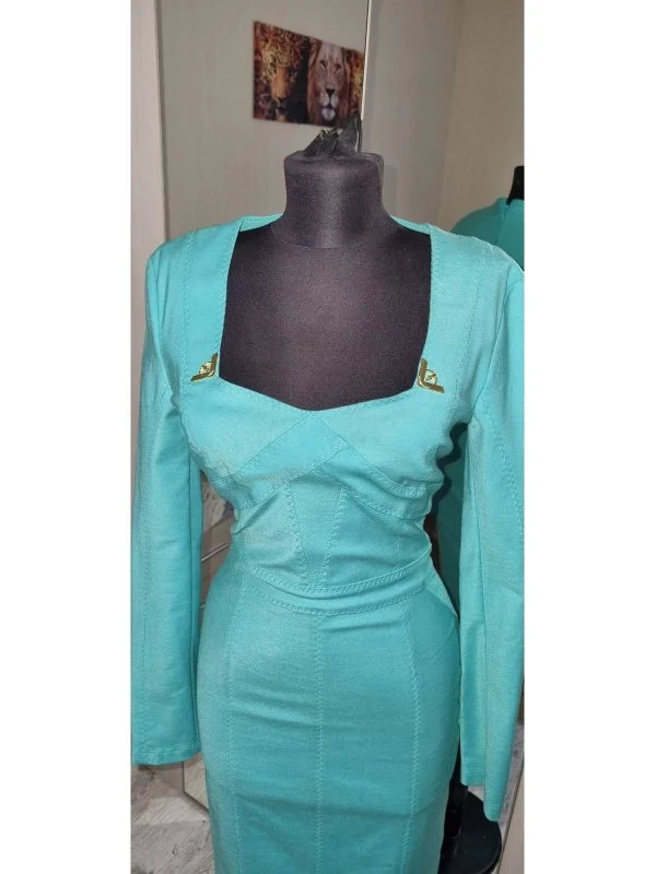 Rochie office Class Roberto Cavalli M | Turcoaz, Midi - Image 2
