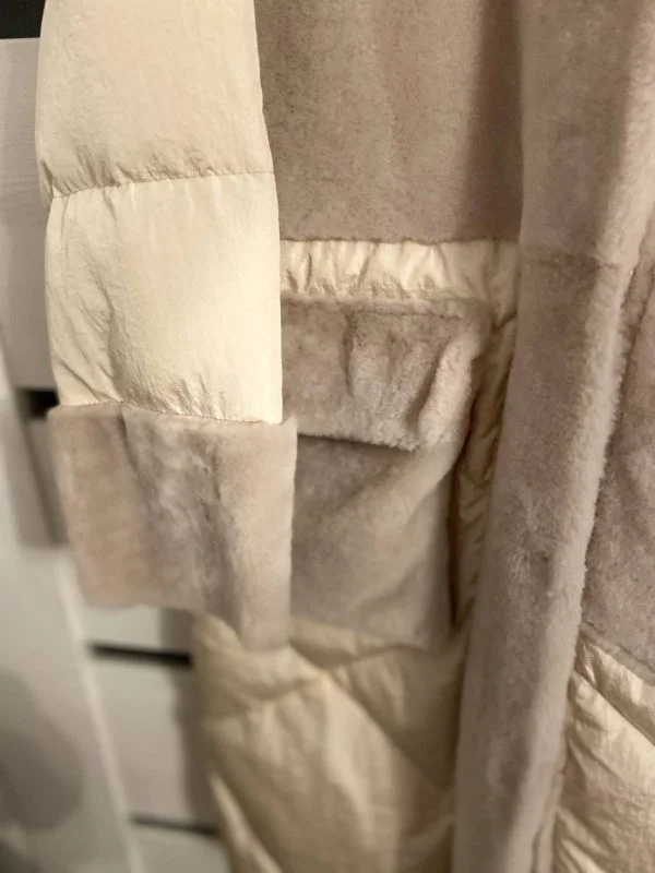 Geacă matlasată BOUTIQUE M | Crem, Cu glugă, Blană naturală - Image 6