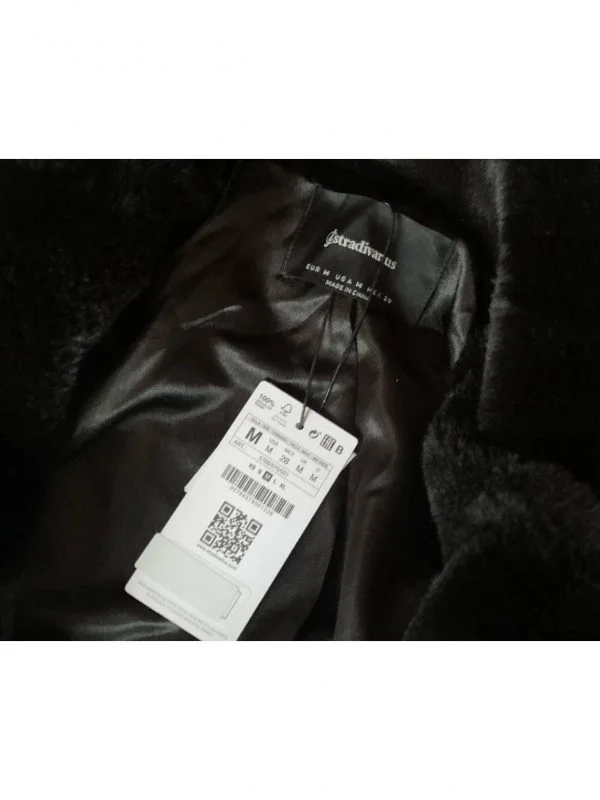 Geacă din blană Stradivarius M | Negru, Fără glugă, Blană naturală - Image 5