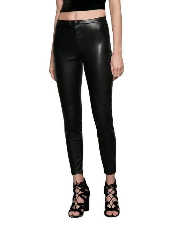 Pantaloni Bershka M | Negru, Lungi, Piele ecologică