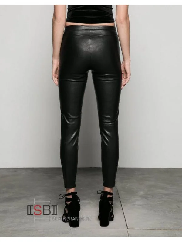 Pantaloni Bershka M | Negru, Lungi, Piele ecologică - Image 2