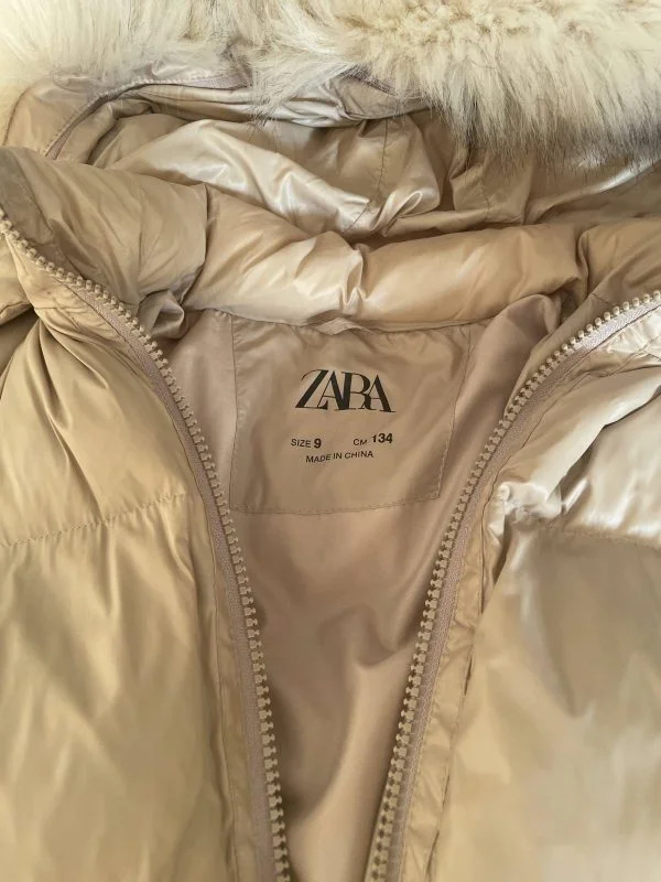 Geacă de iarnă Zara XXS | Bej, Cu glugă - Image 4