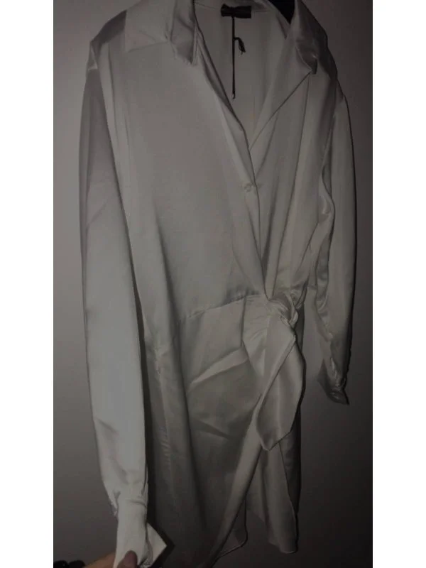Rochie casual UNIQUE S-M | Alb, Midi, Mătase - Image 6
