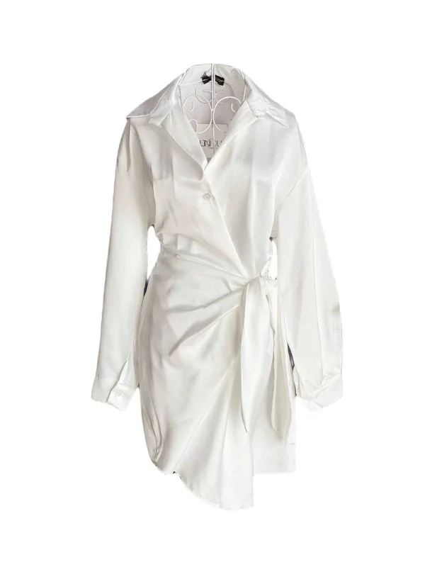 Rochie casual UNIQUE S-M | Alb, Midi, Mătase