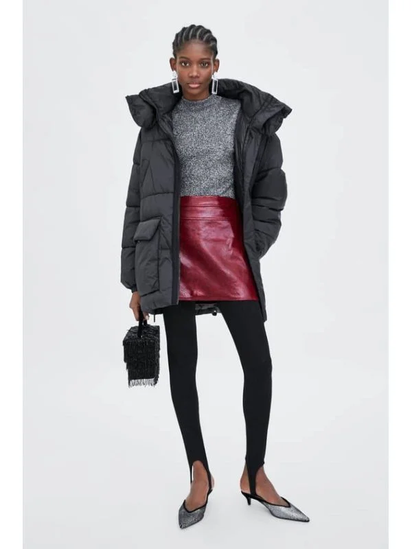 Fustă Zara M | Roșu, Mini, Poliester - Image 2