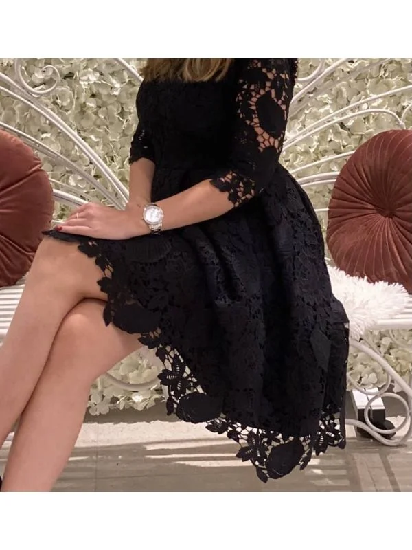 Rochie de seară CUSTOM MADE S-M | Negru, Midi - Image 5