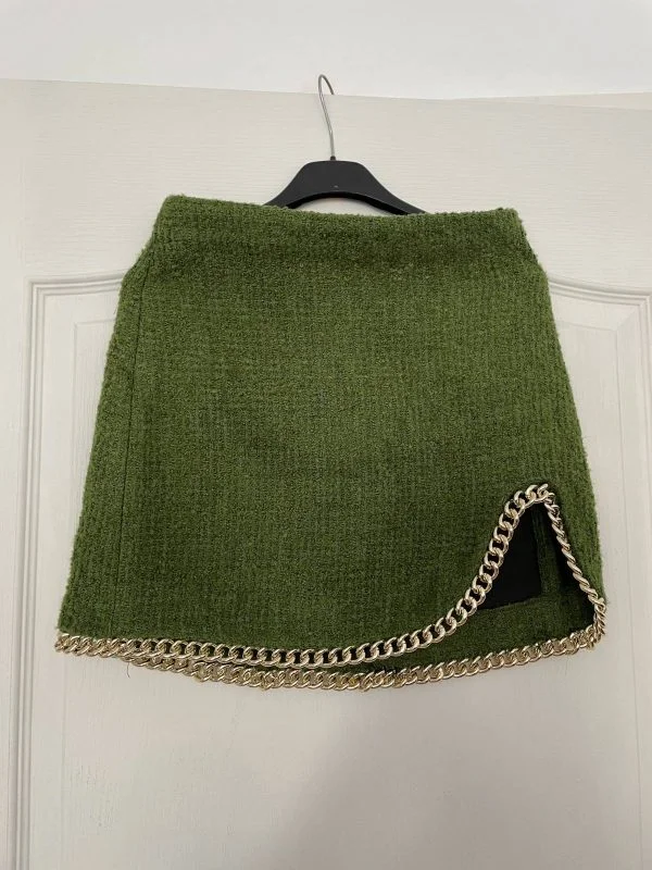 Fustă Zara XS | Verde, Mini, Tweed - Image 7