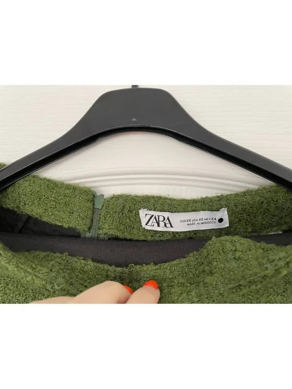 Fustă Zara XS | Verde, Mini, Tweed - Image 8