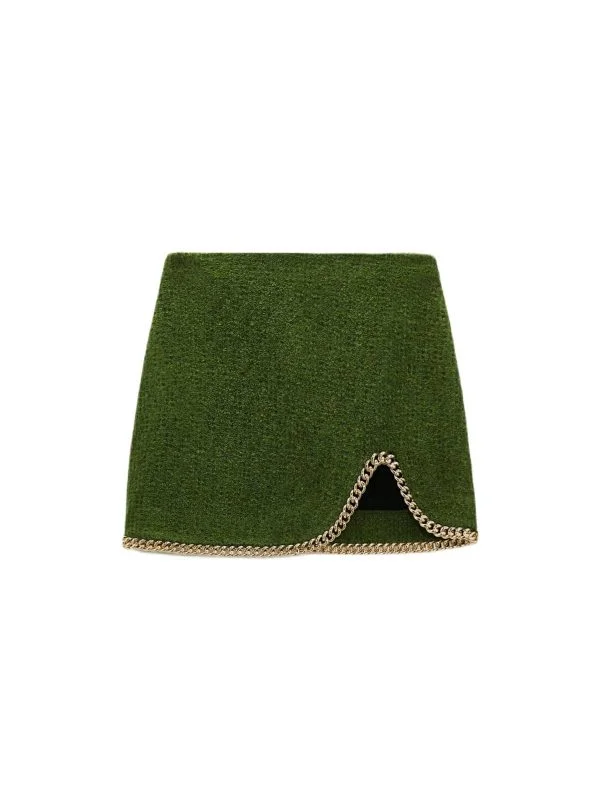 Fustă Zara XS | Verde, Mini, Tweed