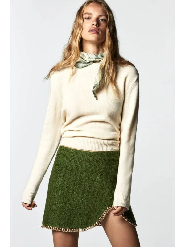 Fustă Zara XS | Verde, Mini, Tweed - Image 6