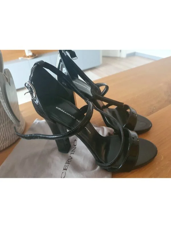 Sandale cu toc ERMANNO SCERVINO EU 39 | Negru, Piele naturală - Image 3