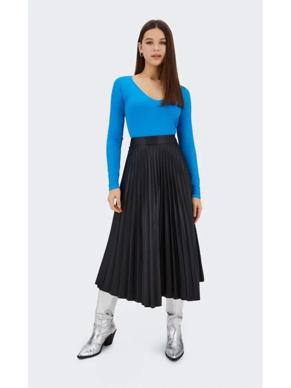 Fustă Stradivarius EU 38 | Negru, Midi, Piele ecologică - Image 5