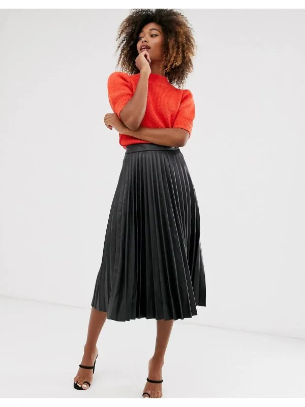 Fustă Stradivarius EU 38 | Negru, Midi, Piele ecologică - Image 3