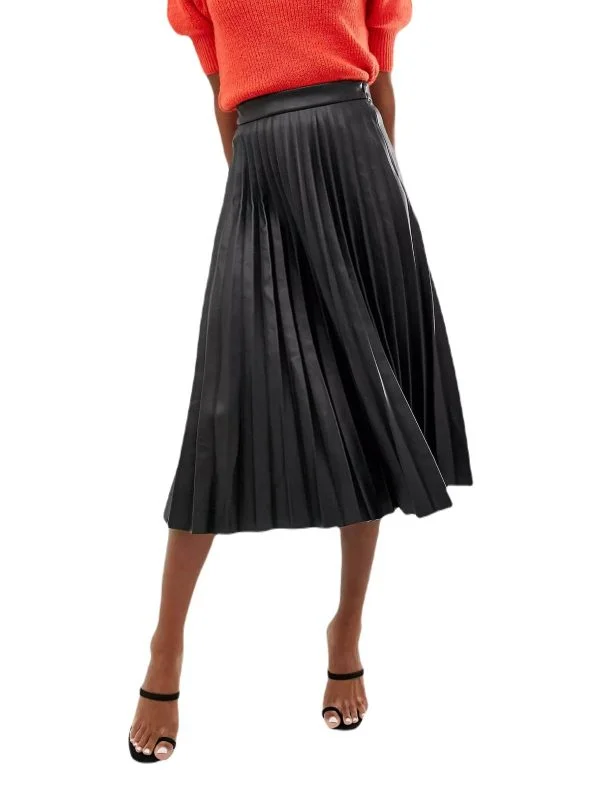 Fustă Stradivarius EU 38 | Negru, Midi, Piele ecologică