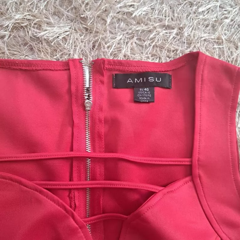 Rochie casual Amisu EU 40 | Roșu, Midi - Image 5