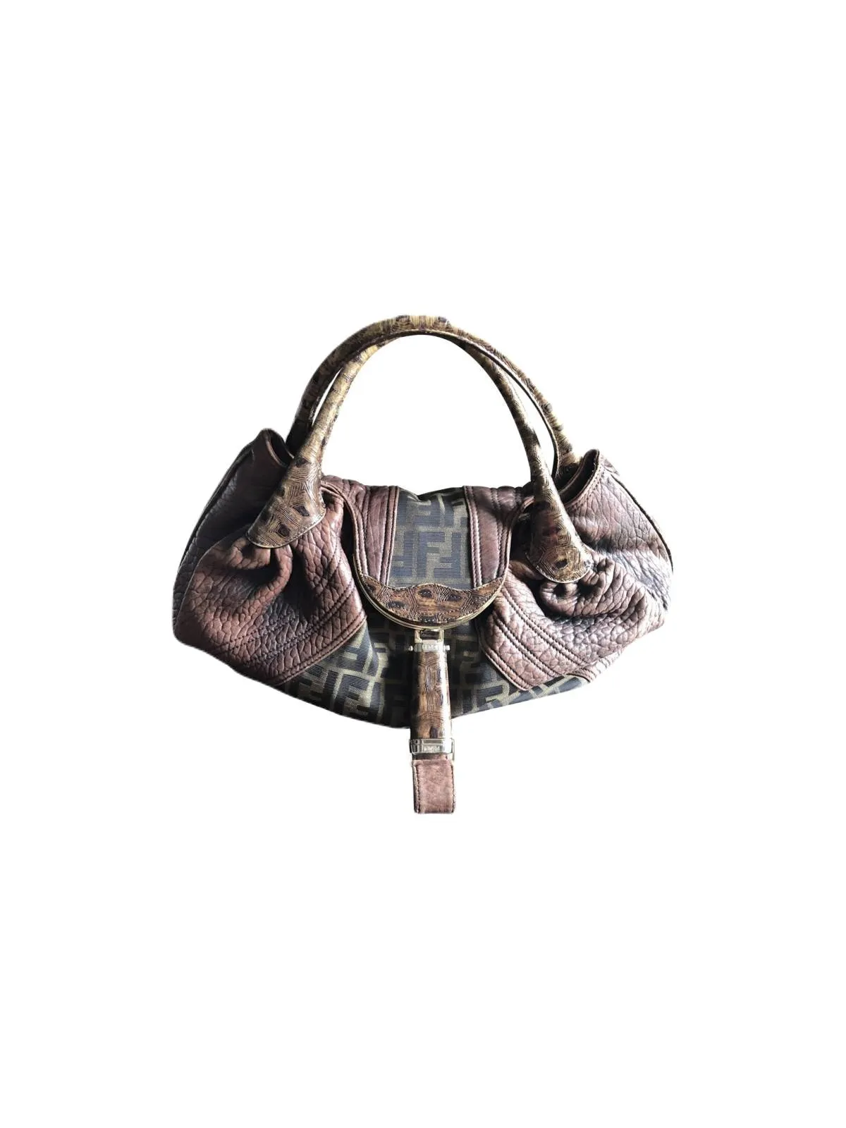 Geantă de mână Fendi | Maro, Piele naturală
