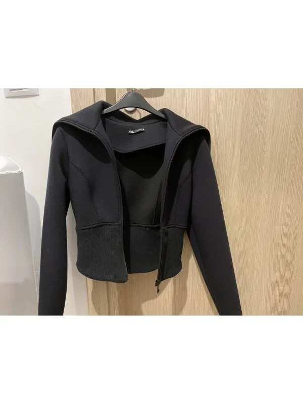 Jachetă Zara S | Negru, Fără glugă, Vâscoză - Image 7